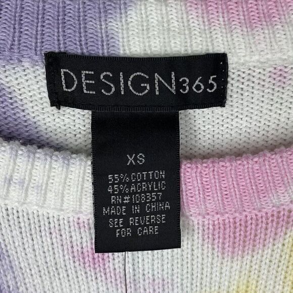 DESIGN 365 Sweater Women XS Tie-Dye Pullover NEW Pink Purple Yellow Cotton Blend - Picture 7 of 8